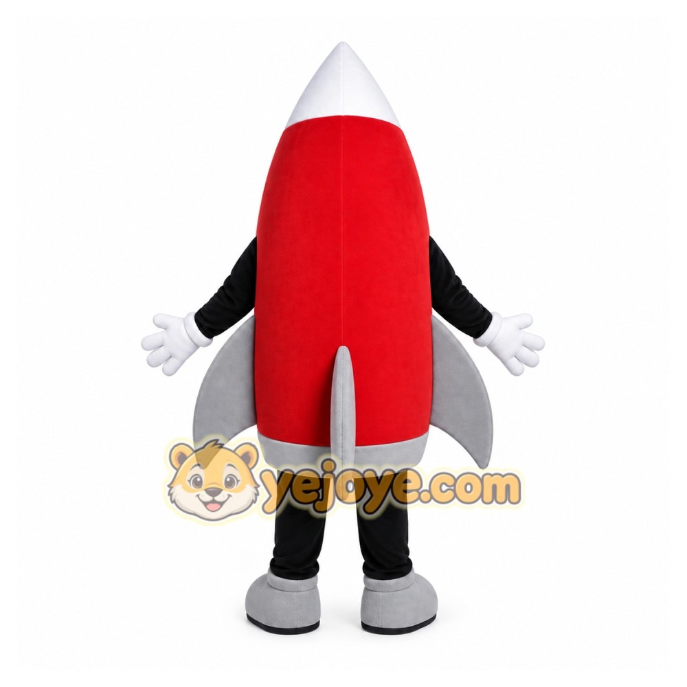 Red Rocket Mascot Costume with Custom Logo Red Rocket Mascot Costume with Custom Logo