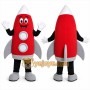 Red Rocket Mascot Costume with Custom Logo