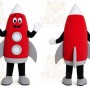 Red Rocket Mascot Costume with Custom Logo