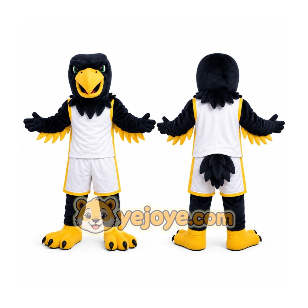 Black Bird Mascot Costume with Custom Logo