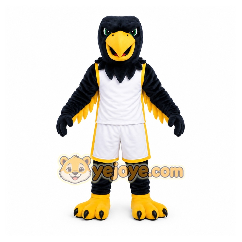Black Bird Mascot Costume with Custom Logo