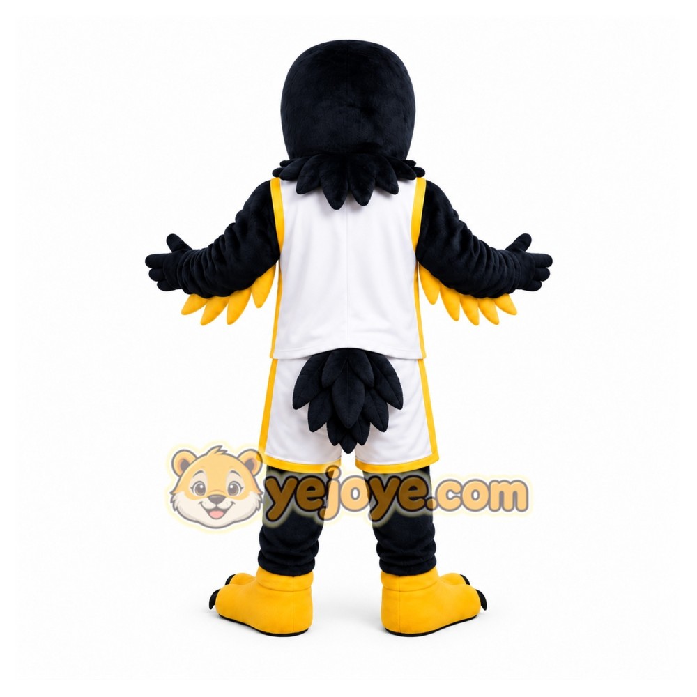 Black Bird Mascot Costume with Custom Logo