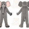 Gray Elephant Mascot Costume with Custom Logo