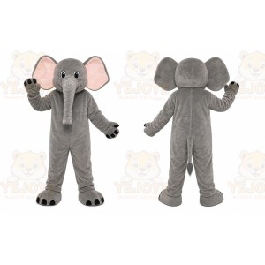 Gray Elephant Mascot Costume with Custom Logo