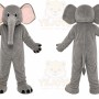 Gray Elephant Mascot Costume with Custom Logo