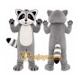 Gray Raccoon Mascot Costume with Custom Logo