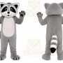 Gray Raccoon Mascot Costume with Custom Logo