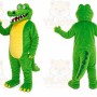 Green Alligator Mascot Costume with Custom Logo