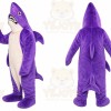 Purple Shark Mascot Costume with Custom Logo