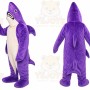 Purple Shark Mascot Costume with Custom Logo