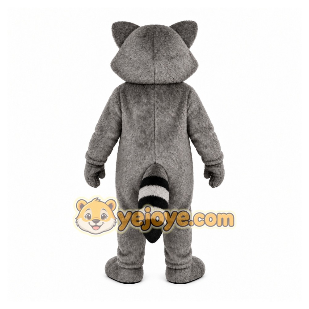 Gray Raccoon Mascot Costume with Custom Logo