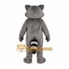 Gray Raccoon Mascot Costume with Custom Logo