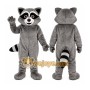 Gray Raccoon Mascot Costume with Custom Logo
