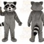 Gray Raccoon Mascot Costume with Custom Logo