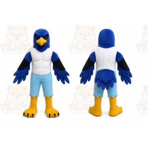 Blue Bird Mascot Costume with Custom Logo