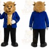 Blue Lion Mascot Costume with Custom Logo