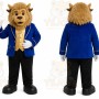 Blue Lion Mascot Costume with Custom Logo
