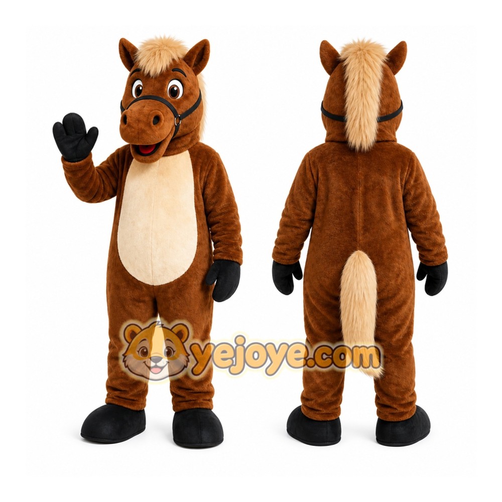 Brown Horse Mascot Costume with Custom Logo Brown Horse Mascot Costume with Custom Logo