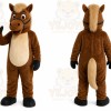 Brown Horse Mascot Costume with Custom Logo