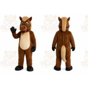 Brown Horse Mascot Costume with Custom Logo