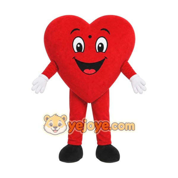 Red Heart Mascot Costume with Custom Logo