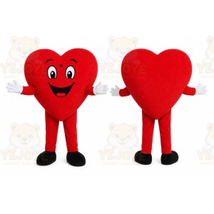 Red Heart Mascot Costume with Custom Logo