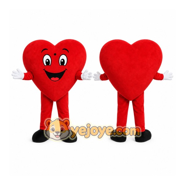 Red Heart Mascot Costume with Custom Logo