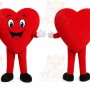 Red Heart Mascot Costume with Custom Logo