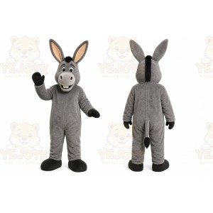 Gray Donkey Mascot Costume with Custom Logo