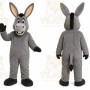 Gray Donkey Mascot Costume with Custom Logo