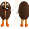 Brown Coffee Bean Mascot Costume with Custom Logo