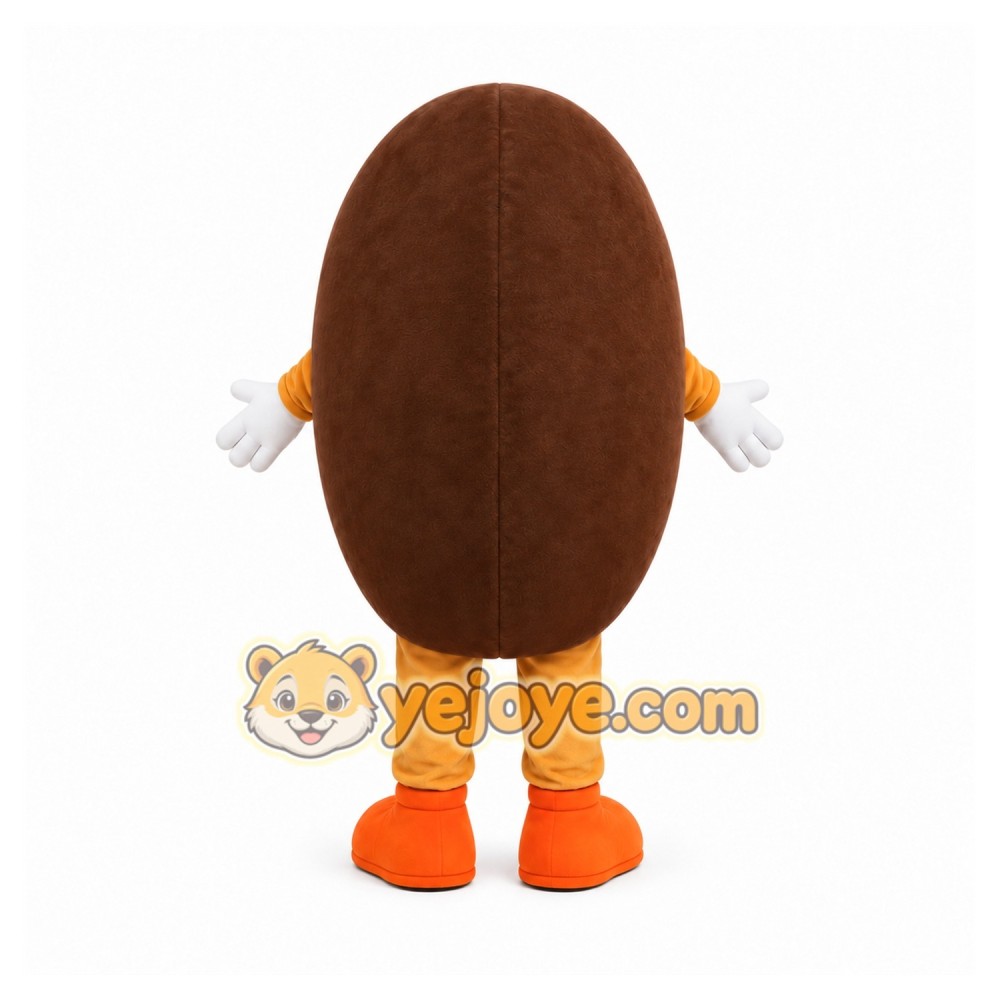 Brown Coffee Bean Mascot Costume with Custom Logo Brown Coffee Bean Mascot Costume with Custom Logo