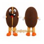 Brown Coffee Bean Mascot Costume with Custom Logo