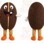 Brown Coffee Bean Mascot Costume with Custom Logo