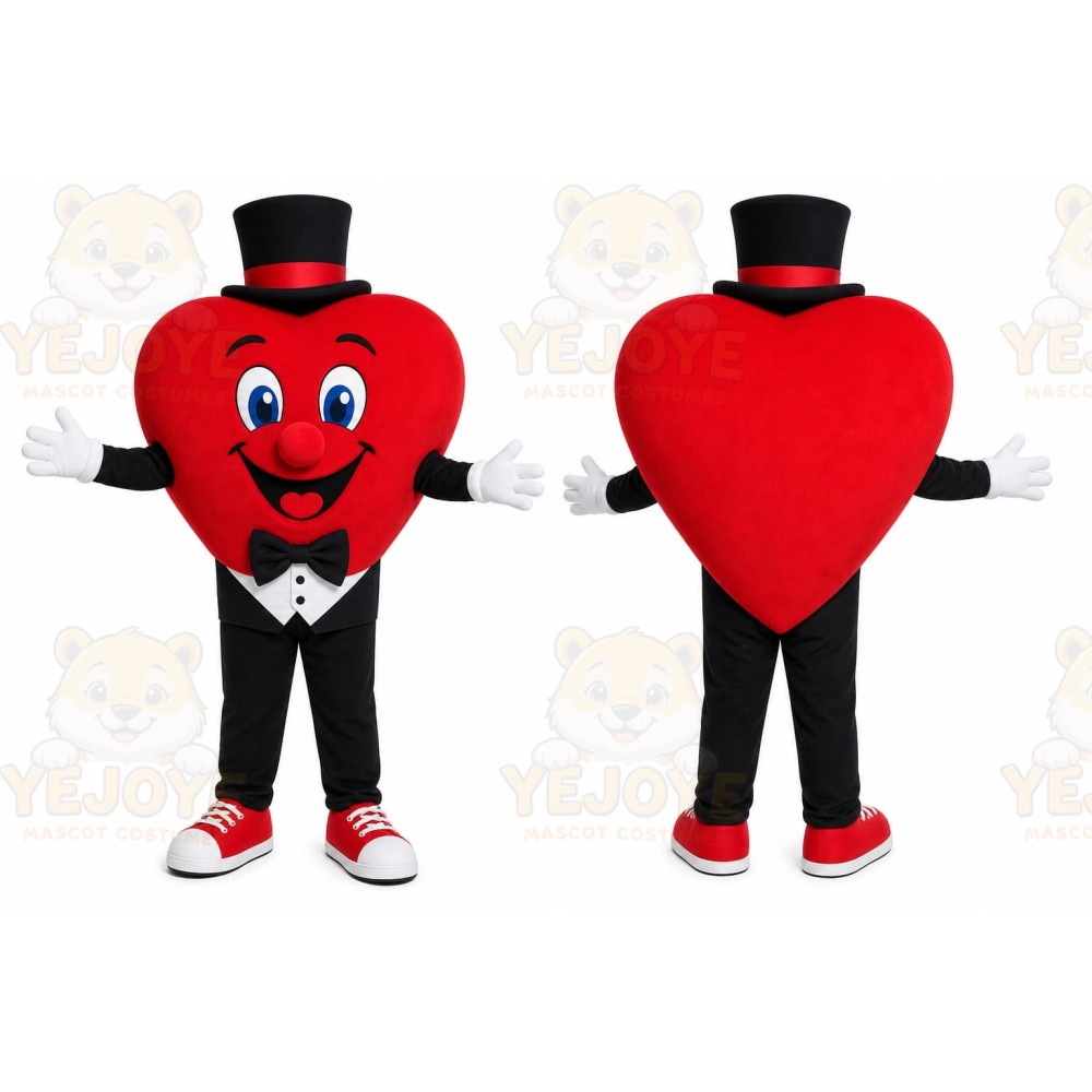 Red Heart Mascot Costume with Custom Logo