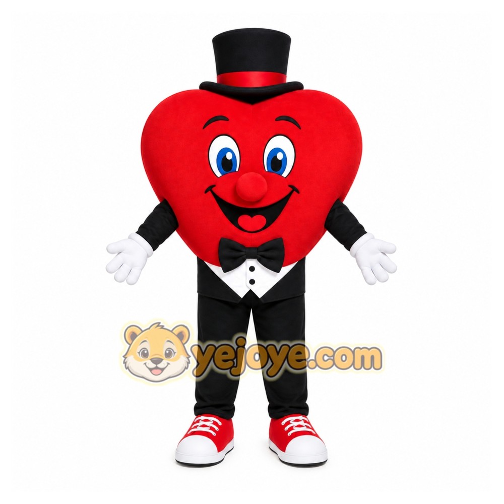 Red Heart Mascot Costume with Custom Logo Red Heart Mascot Costume with Custom Logo