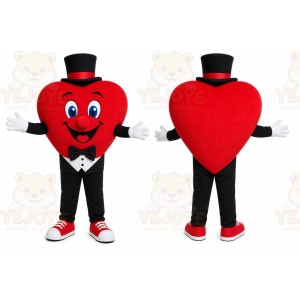 Red Heart Mascot Costume with Custom Logo