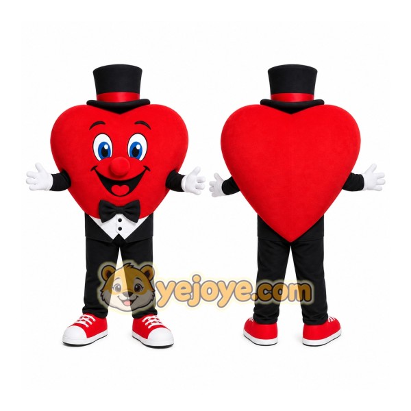 Red Heart Mascot Costume with Custom Logo