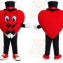 Red Heart Mascot Costume with Custom Logo