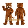 Brown Cougar Mascot Costume with Custom Logo Brown Cougar Mascot Costume with Custom Logo