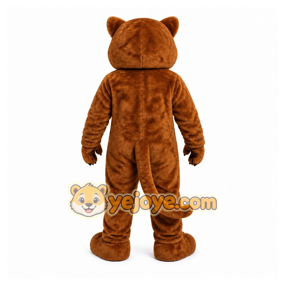 Brown Cougar Mascot Costume with Custom Logo Brown Cougar Mascot Costume with Custom Logo