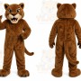 Brown Cougar Mascot Costume with Custom Logo