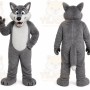 Gray Wolf Mascot Costume with Custom Logo