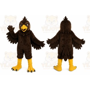 Brown Bird Mascot Costume with Custom Logo