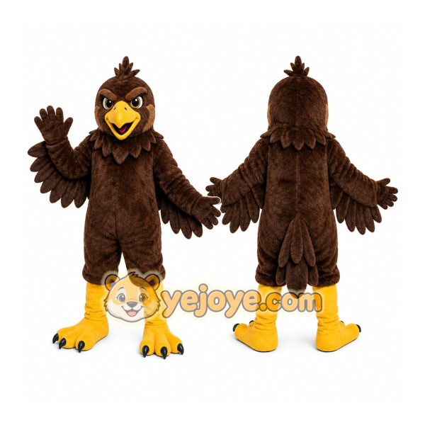 Brown Bird Mascot Costume with Custom Logo