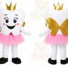 White Tooth Mascot Costume with Custom Logo