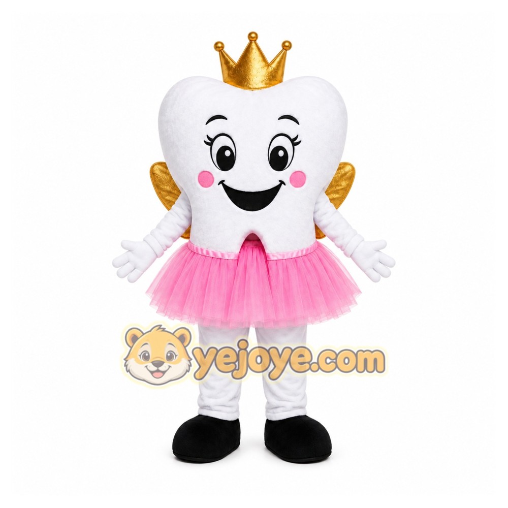 White Tooth Mascot Costume with Custom Logo White Tooth Mascot Costume with Custom Logo