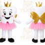 White Tooth Mascot Costume with Custom Logo