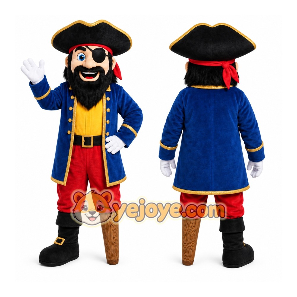 Blue Pirate Mascot Costume with Custom Logo Blue Pirate Mascot Costume with Custom Logo
