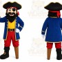 Blue Pirate Mascot Costume with Custom Logo